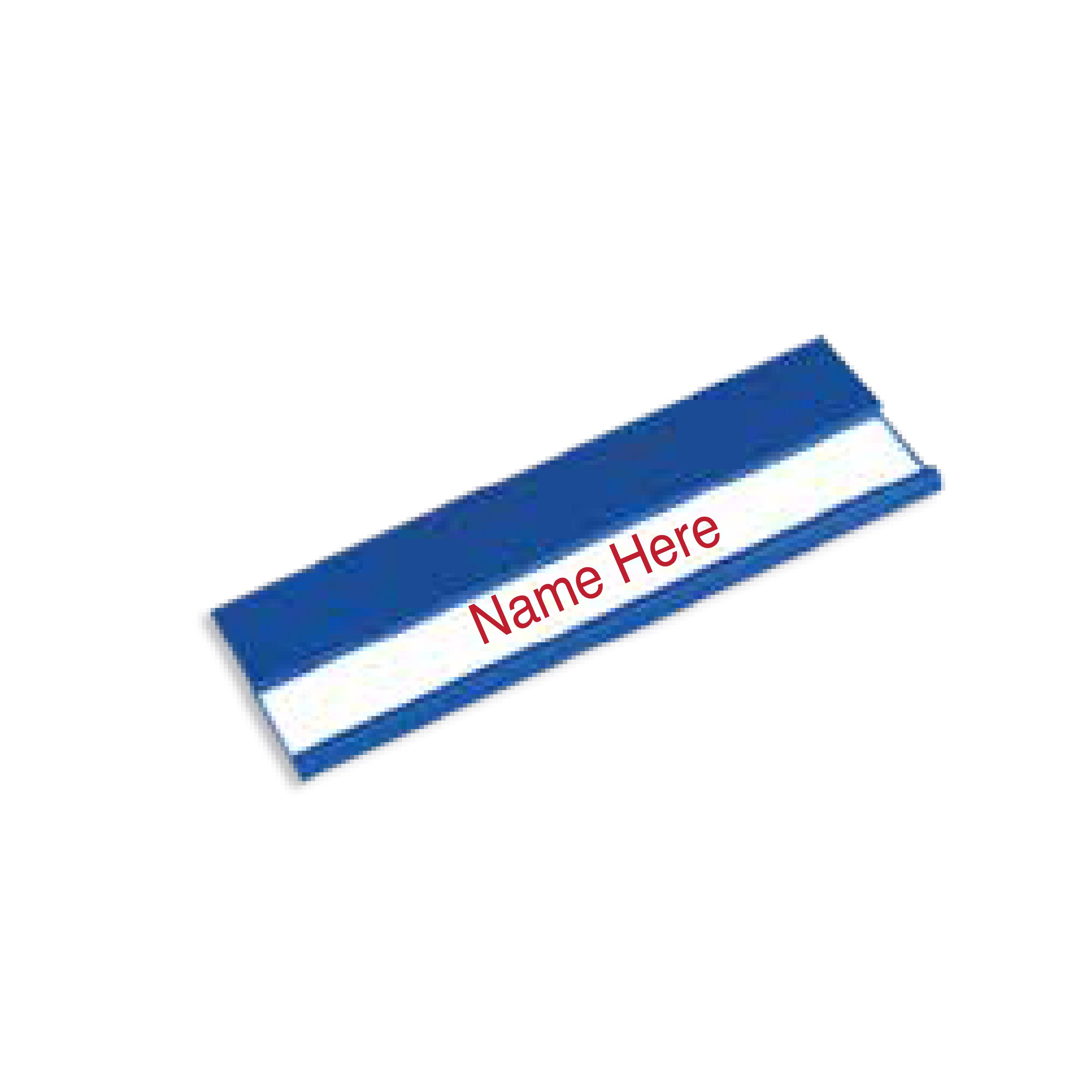 Blue Insert Metal Badge with Pin Size 70 x 25 mm  With Logo